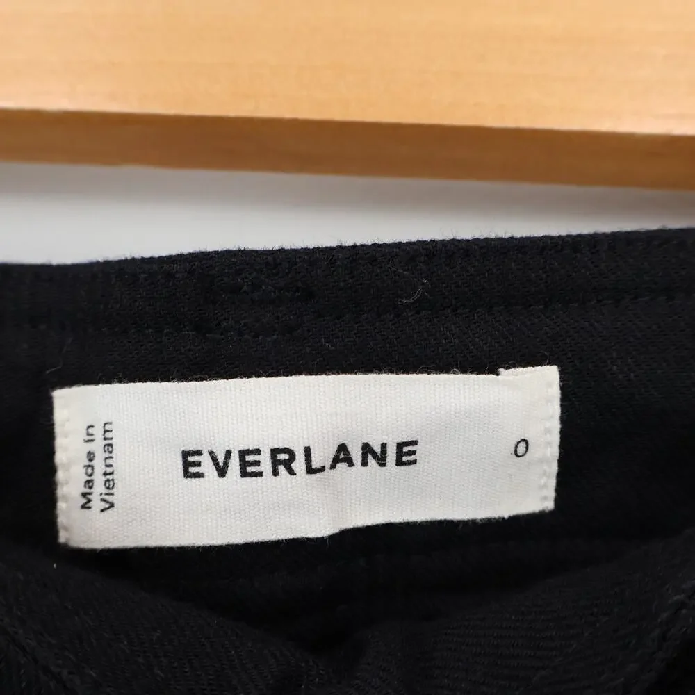 Everlane The Everywhere Pant Stretch Linen Barrel Leg Black Size 0 NWT